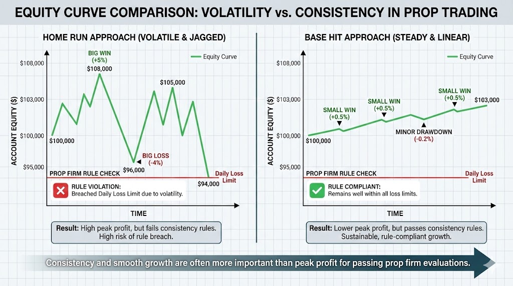 The Base Hit Equity Curve volatility vs consistency